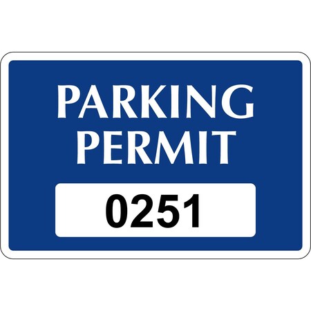 Lustre-Cal Vinyl Permanent Parking Permit Dark Blue 3in x 2in  Serialized 251-300, 50PK 253739PvWh1Bd0251